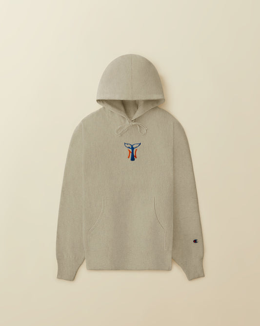 NY Whale Tail Hoodie - ( heather grey )