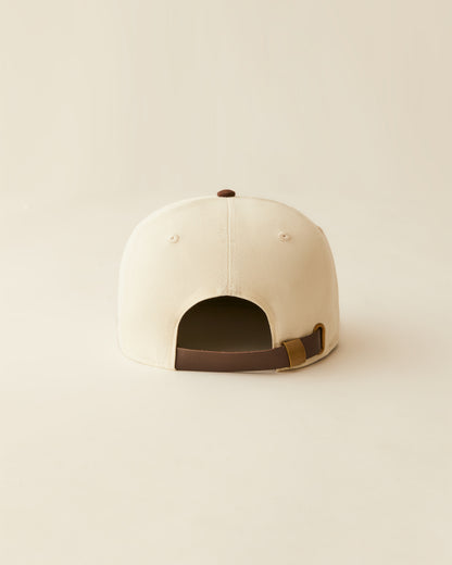 Leather Strapback- ( Cream Canvas )