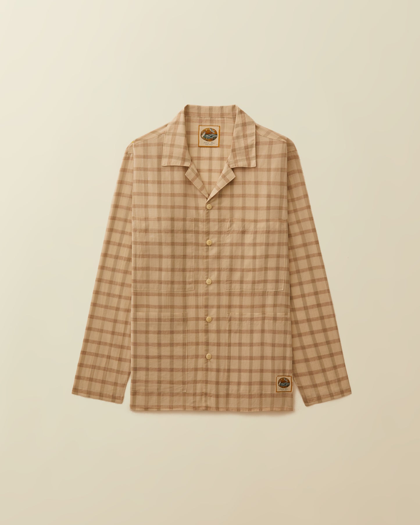 4 Pocket Plaid Shirt Jacket ( cream )