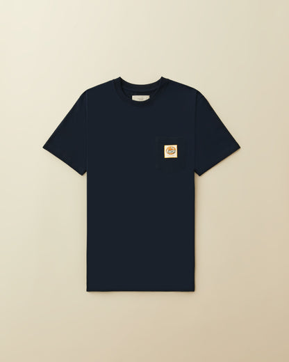 Woven Label Pocket Tees -  ( navy )