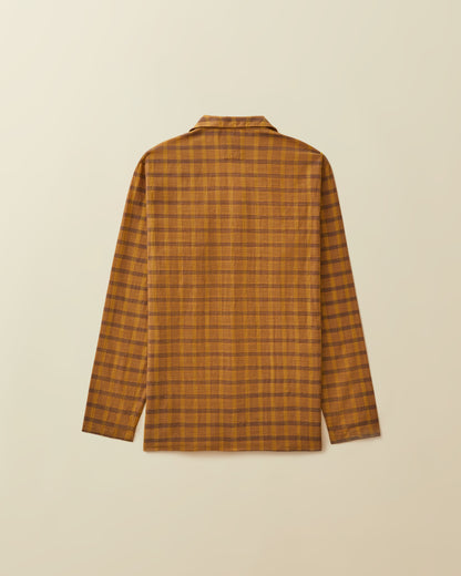 4 Pocket Plaid Shirt Jacket ( brown )